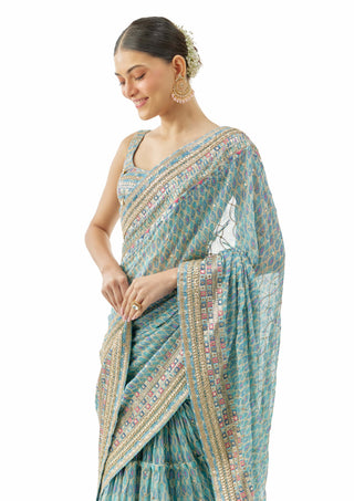 Blue bela sari set