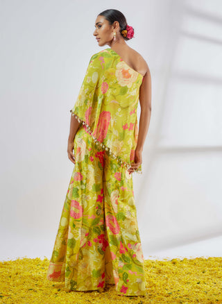 Rishika Yellow One-Shoulder Top And Pants by Gopi Vaid available on Indiaspopup