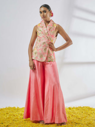 Pakhi Pink Sleeveless Jacket And Pant by Gopi Vaid available on Indiaspopup