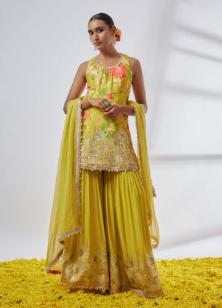 Kalki Yellow Sharara Set by Gopi Vaid available on Indiaspopup