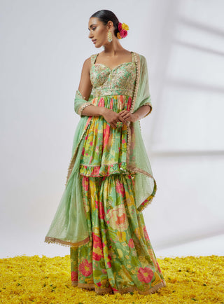 Malishika Mint Green Sharara Set by Gopi Vaid available on Indiaspopup