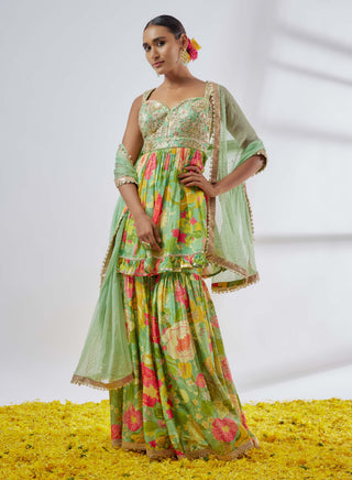 Malishika Mint Green Sharara Set by Gopi Vaid available on Indiaspopup