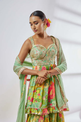 Malishika Mint Green Sharara Set by Gopi Vaid available on Indiaspopup