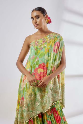 Nalini Mint Green Sharara And Top by Gopi Vaid available on Indiaspopup