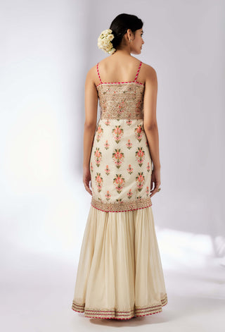 Chhaya Ivory Strappy Sharara Set by Gopi Vaid, available on Indiaspopup.com