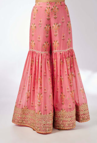 Dhriti Pink Sleeveless Sharara Set by Gopi Vaid, available on Indiaspopup.com