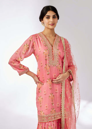 Sadhna Pink Sharara Set by Gopi Vaid, available on Indiaspopup.com