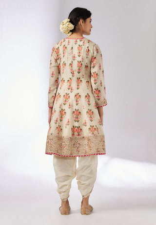 Ekta Ivory Floral Dhoti Set by Gopi Vaid, available on Indiaspopup.com