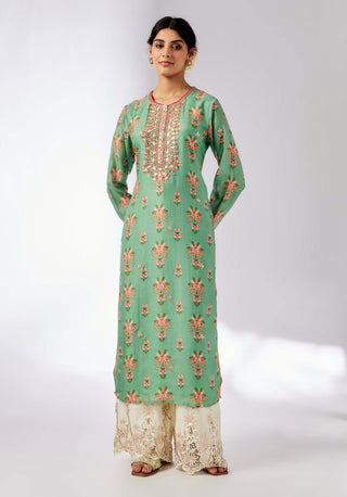 Dhara Printed Mint Tunic by Gopi Vaid, available on Indiaspopup.com