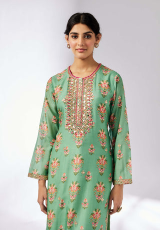 Dhara Printed Mint Tunic by Gopi Vaid, available on Indiaspopup.com