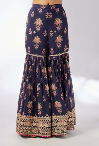 Advika Navy Strappy Sharara Set by Gopi Vaid, available on Indiaspopup.com