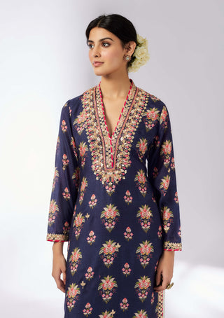 Gargi Printed Navy Tunic by Gopi Vaid, available on Indiaspopup.com