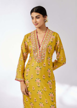 Gargi Printed Mustard Tunic by Gopi Vaid, available on Indiaspopup.com