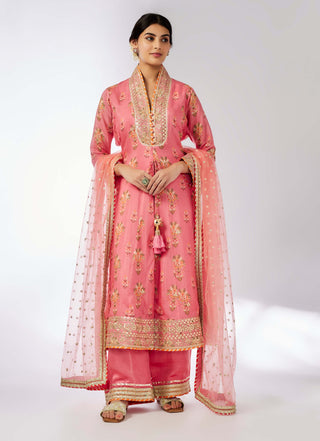 Mansi Pink Kurta And Palazzo Set by Gopi Vaid, available on Indiaspopup.com