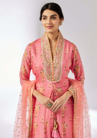 Mansi Pink Kurta And Palazzo Set by Gopi Vaid, available on Indiaspopup.com