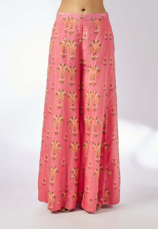 Jisha Pink Palazzo And Cape Set by Gopi Vaid, available on Indiaspopup.com