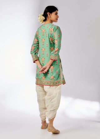 Moulika Mint Tunic And Dhoti Set by Gopi Vaid, available on Indiaspopup.com