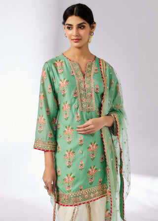 Moulika Mint Tunic And Dhoti Set by Gopi Vaid, available on Indiaspopup.com