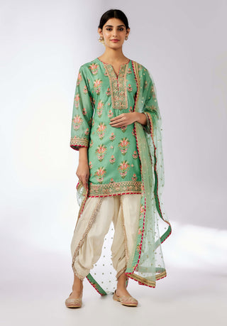 Moulika Mint Tunic And Dhoti Set by Gopi Vaid, available on Indiaspopup.com