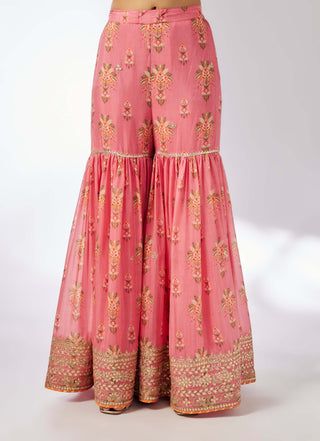 Samiksha Pink Peplum Sharara Set by Gopi Vaid, available on Indiaspopup.com