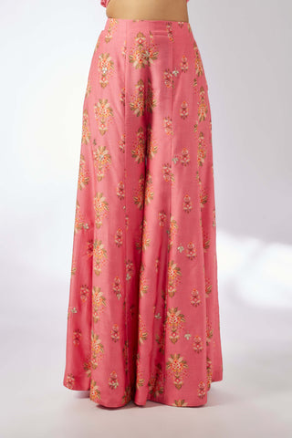 Elena Pink Printed Off-Shoulder Top And Pants by Gopi Vaid, available on Indiaspopup.com