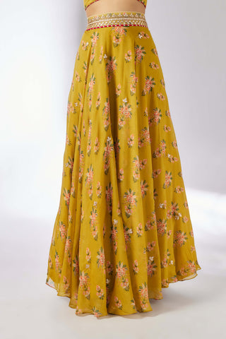 Bhairavi Mustard Lehenga Set by Gopi Vaid, available on Indiaspopup.com