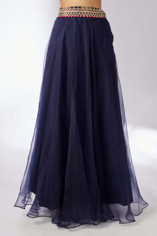 Mehar Navy Blue Lehenga Set by Gopi Vaid, available on Indiaspopup.com