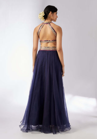 Mehar Navy Blue Lehenga Set by Gopi Vaid, available on Indiaspopup.com