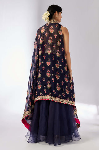 Mehar Navy Blue Lehenga Set by Gopi Vaid, available on Indiaspopup.com