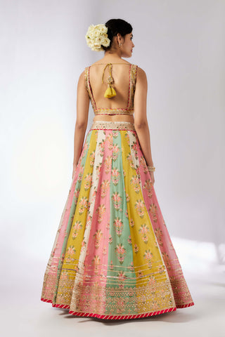 Sayali Multicolor Lehenga Set by Gopi Vaid, available on Indiaspopup.com