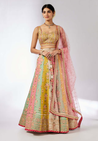 Sayali Multicolor Lehenga Set by Gopi Vaid, available on Indiaspopup.com