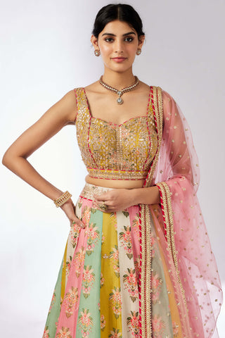 Sayali Multicolor Lehenga Set by Gopi Vaid, available on Indiaspopup.com