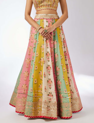 Sayali Multicolor Lehenga Set by Gopi Vaid, available on Indiaspopup.com