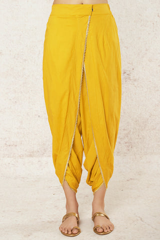 Gopi Vaid-Shiza Mustard Peplum And Dhoti Set-INDIASPOPUP.COM