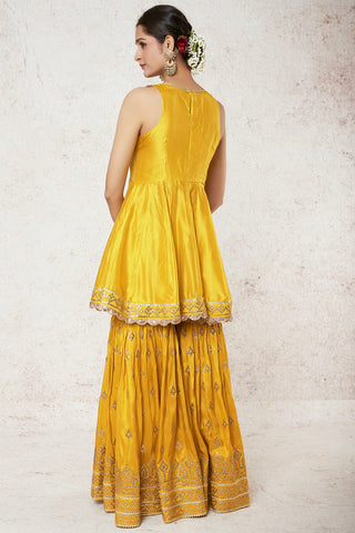 Gopi Vaid-Nabha Mustard Gharara Set-INDIASPOPUP.COM