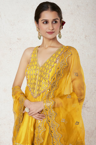 Gopi Vaid-Nabha Mustard Gharara Set-INDIASPOPUP.COM