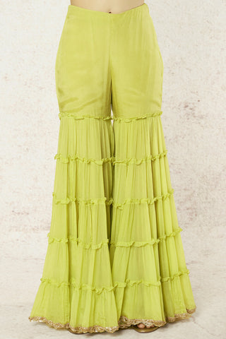 Gopi Vaid-Jazeera Lime Green Peplum Sharara Set-INDIASPOPUP.COM