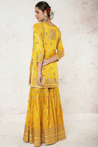 Gopi Vaid-Twisha Mustard Gharara Set-INDIASPOPUP.COM