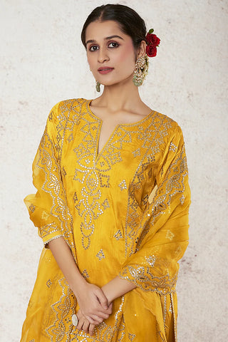 Gopi Vaid-Twisha Mustard Gharara Set-INDIASPOPUP.COM