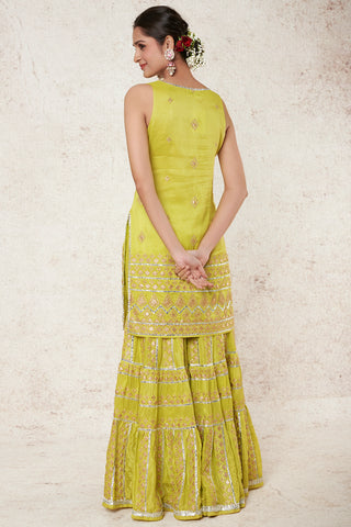 Gopi Vaid-Eshal Lime Green Sharara Set-INDIASPOPUP.COM