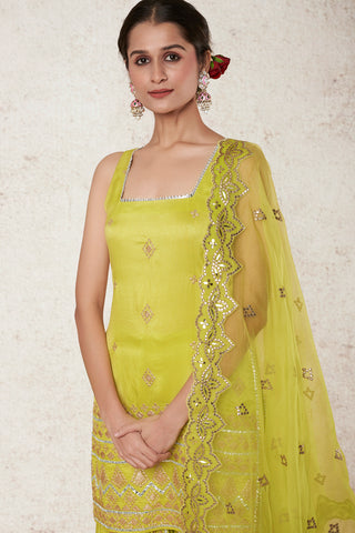 Gopi Vaid-Eshal Lime Green Sharara Set-INDIASPOPUP.COM