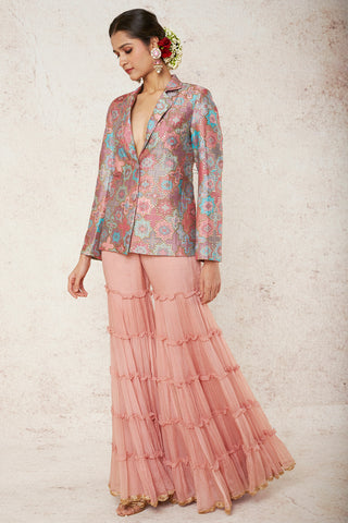 Gopi Vaid-Sheela Pink Blazer And Sharara-INDIASPOPUP.COM