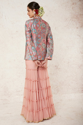 Gopi Vaid-Sheela Pink Blazer And Sharara-INDIASPOPUP.COM