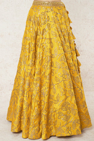 Gopi Vaid-Aqeedat Mustard Top And Victorian Skirt-INDIASPOPUP.COM