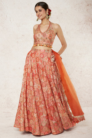 Gopi Vaid-Aanvi Coral Lehenga Set-INDIASPOPUP.COM