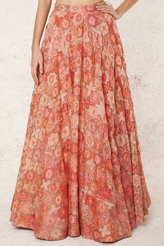 Gopi Vaid-Aanvi Coral Lehenga Set-INDIASPOPUP.COM