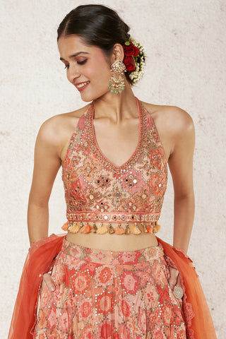 Gopi Vaid-Aanvi Coral Lehenga Set-INDIASPOPUP.COM