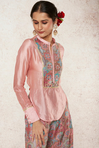 Gopi Vaid-Zeel Pink Shirt And Flared Pant-INDIASPOPUP.COM