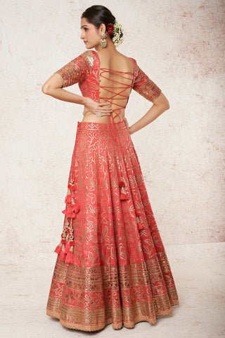 Gopi Vaid-Shaakh Coral Lehenga Set-INDIASPOPUP.COM