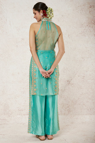 Gopi Vaid-Adiba Blue Kurta And Palazzo-INDIASPOPUP.COM